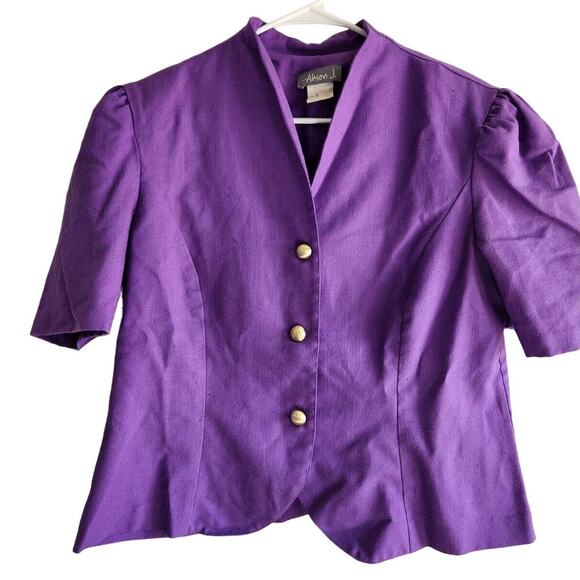 Vintage Alison J Womens Sz S Button Front Formal Blouse Purple - Picture 1 of 3